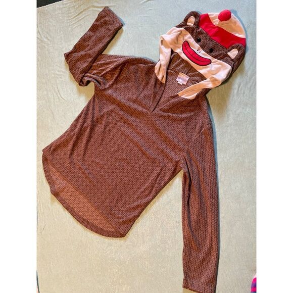 Underland Sock Monkey L hoodie footie pajamas super-soft 2 piece - Picture 10 of 16